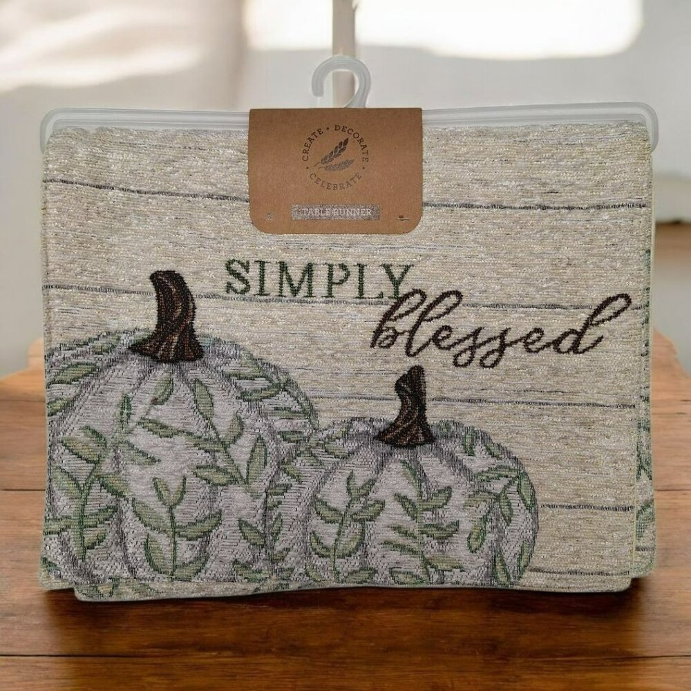 Simply Blessed Fall Table Runner Thick Pumpkin Create Decorate Celebrate 13 x 72